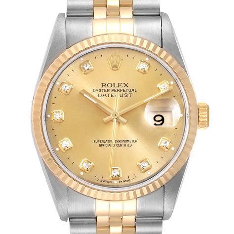 rolex datejust mens watch 18kt diamond dial 16233